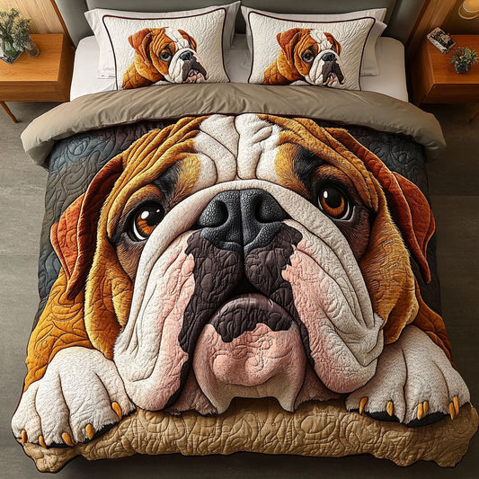 Bulldog Eyes 3-Piece Quilted Bedding Set NCU0PTT476
