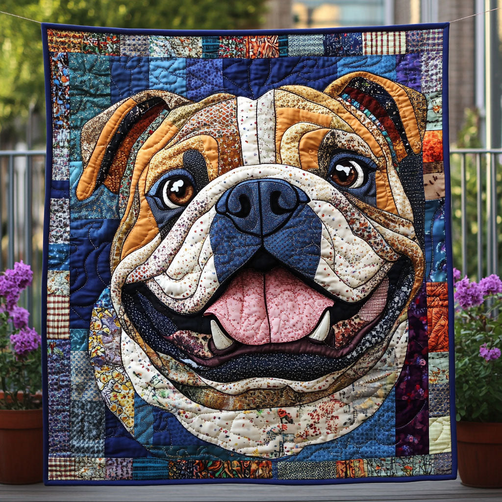 Bulldog Eyeshadow Quilted Blanket NCU0PTT453