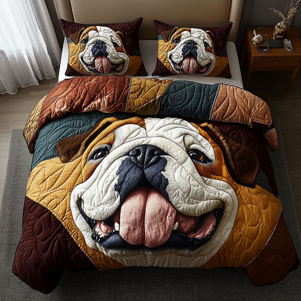 Bulldog Fun 3-Piece Quilted Bedding Set NCU0PTT528