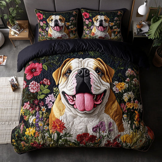 Bulldog Fun Times 3-Piece Quilted Bedding Set NCU0PTT529