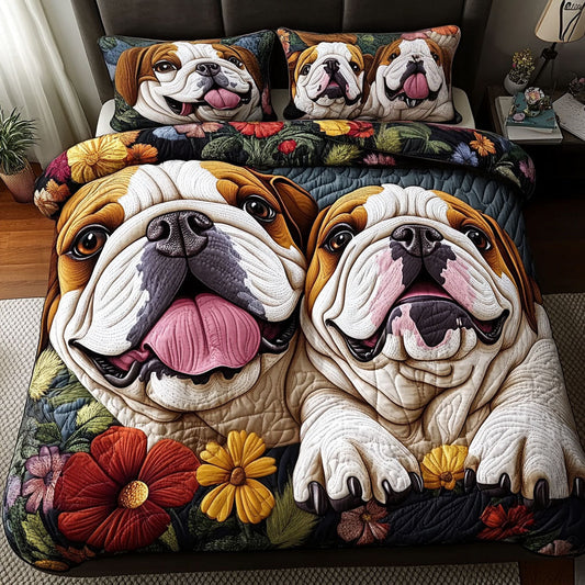 Bulldog Heart 3-Piece Quilted Bedding Set NCU0PTT531