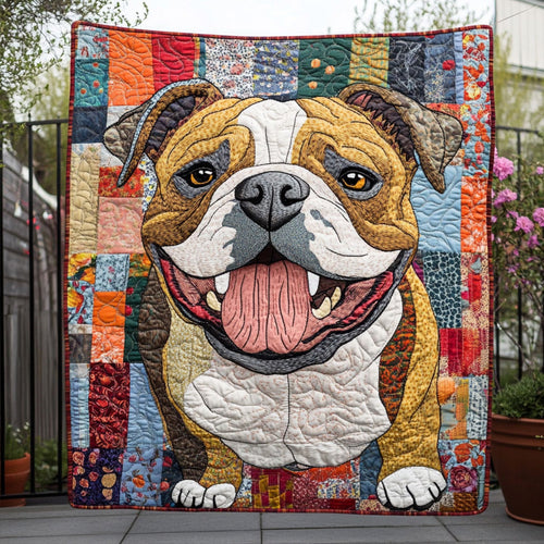 Bulldog Hearts Quilted Blanket NCU0PTT455
