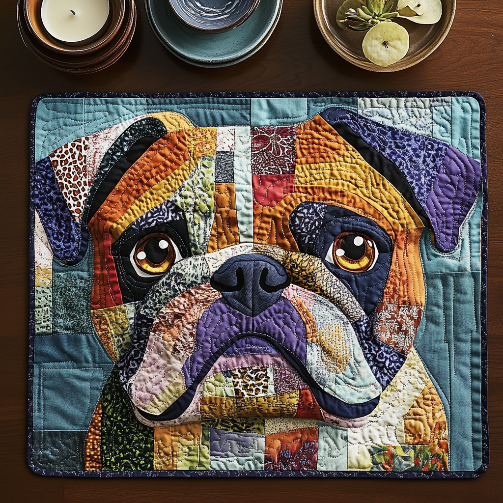 Bulldog Hug Quilted Place Mat NCU0NVH879