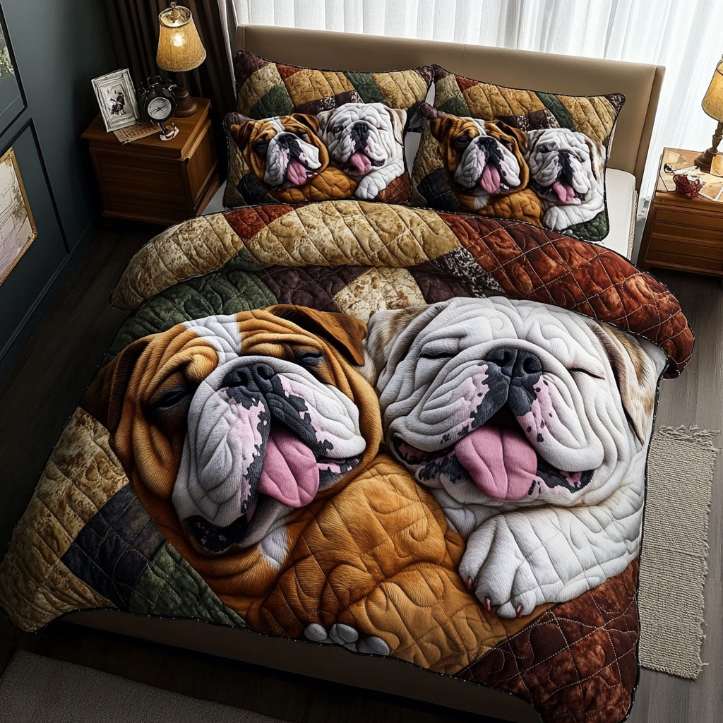 Bulldog Hugs 3-Piece Quilted Bedding Set NCU0PTT532