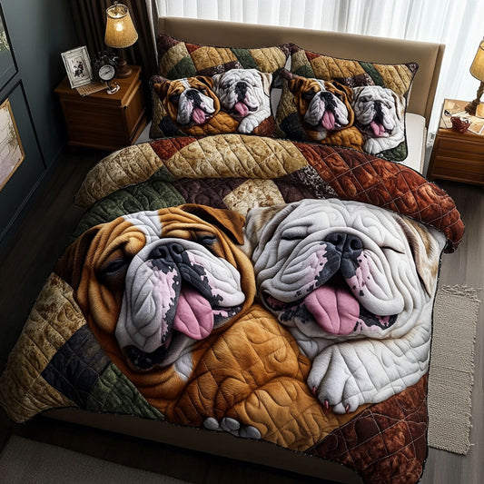 Bulldog Hugs 3-Piece Quilted Bedding Set NCU0PTT532