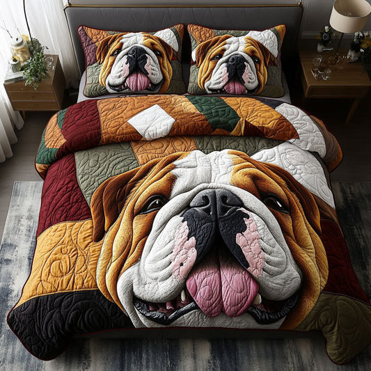 Bulldog Joy 3-Piece Quilted Bedding Set NCU0PTT533