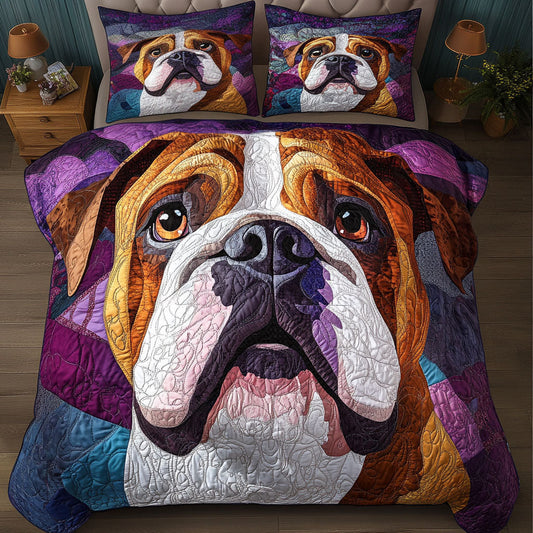 Bulldog Love 3-Piece Quilted Bedding Set NCU0PTT415