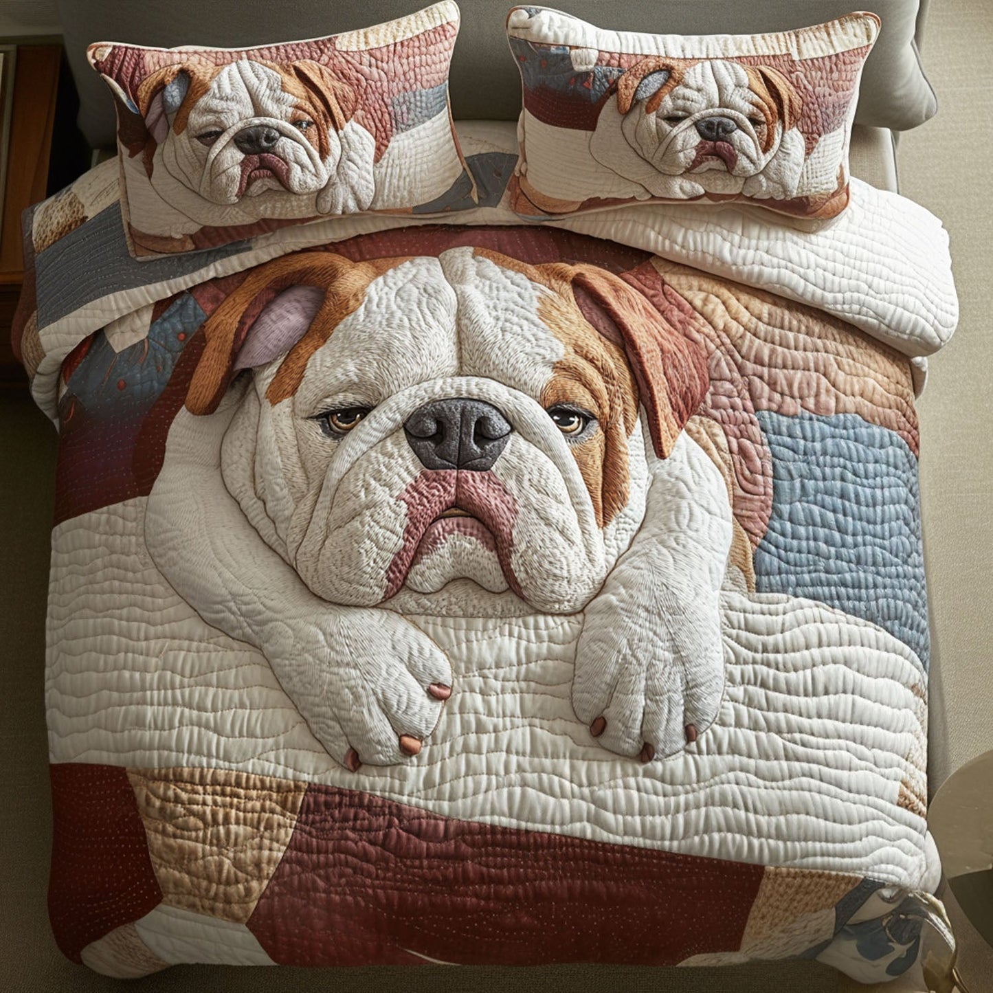 Bulldog Love Affair 3-Piece Quilted Bedding Set NCU0PTT478