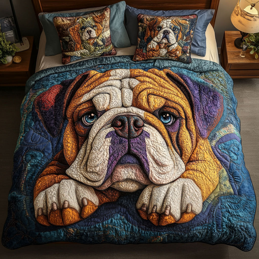 Bulldog Love Hug 3-Piece Quited Bedding Set NCU0NNT826