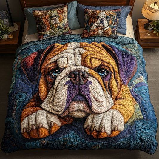 Bulldog Love Hug 3-Piece Quited Bedding Set NCU0NNT826