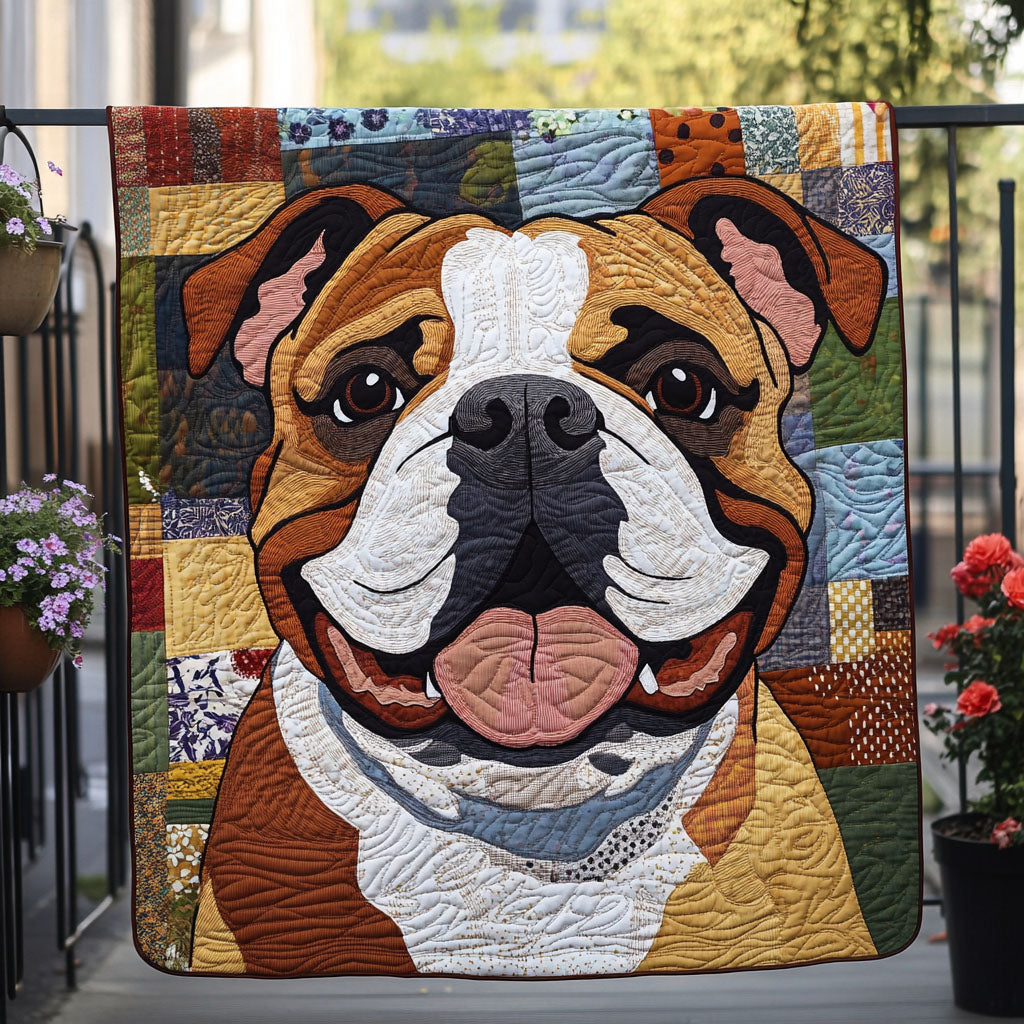 Bulldog Love Story Quilted Blanket NCU0PTT458