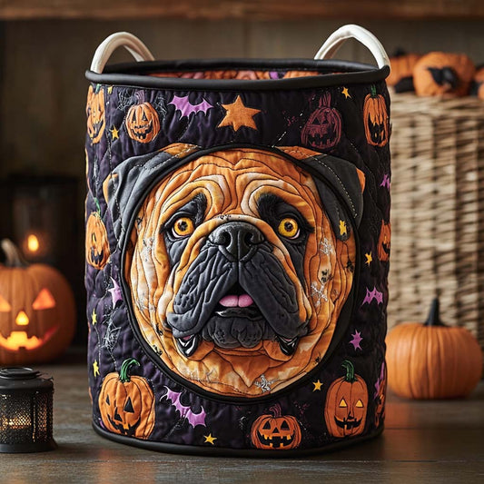 Bulldog Night Quilted Laundry Basket NCU0NXD301