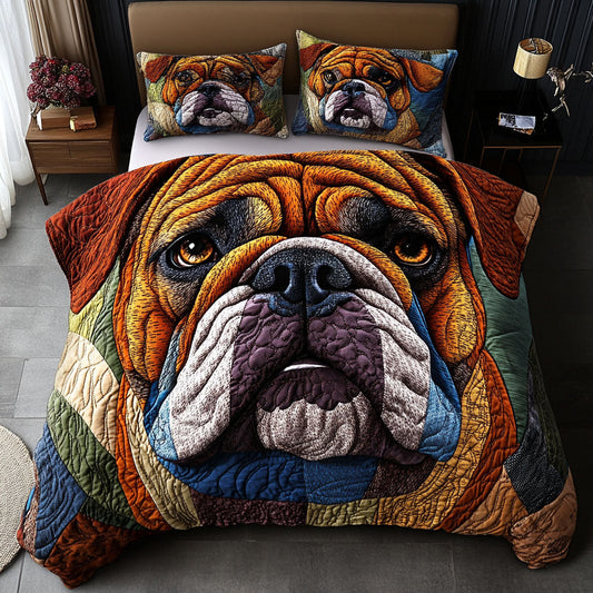 Bulldog Pause 3-Piece Quilted Bedding Set NCU0PTT479