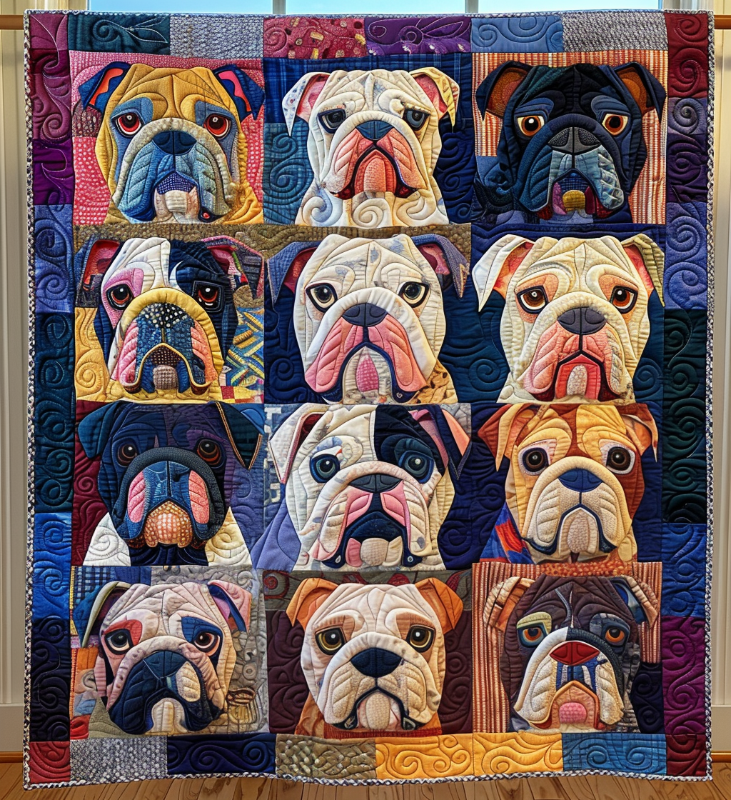 Bulldog Rustic Retreat Quilted Blanket NCU0DV1687