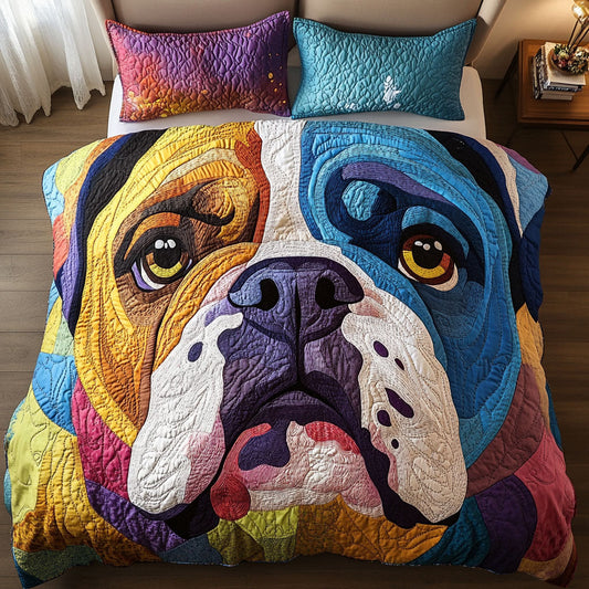 Bulldog Sketch World 3-Piece Quited Bedding Set NCU0NNT829