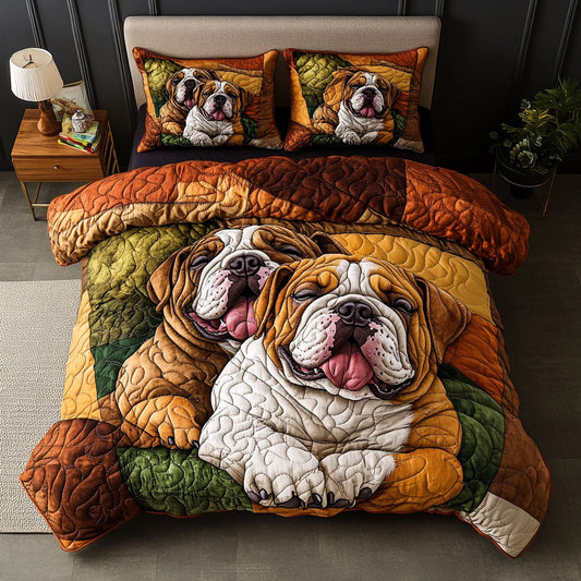 Bulldog Snooze Fest 3-Piece Quilted Bedding Set NCU0PTT433