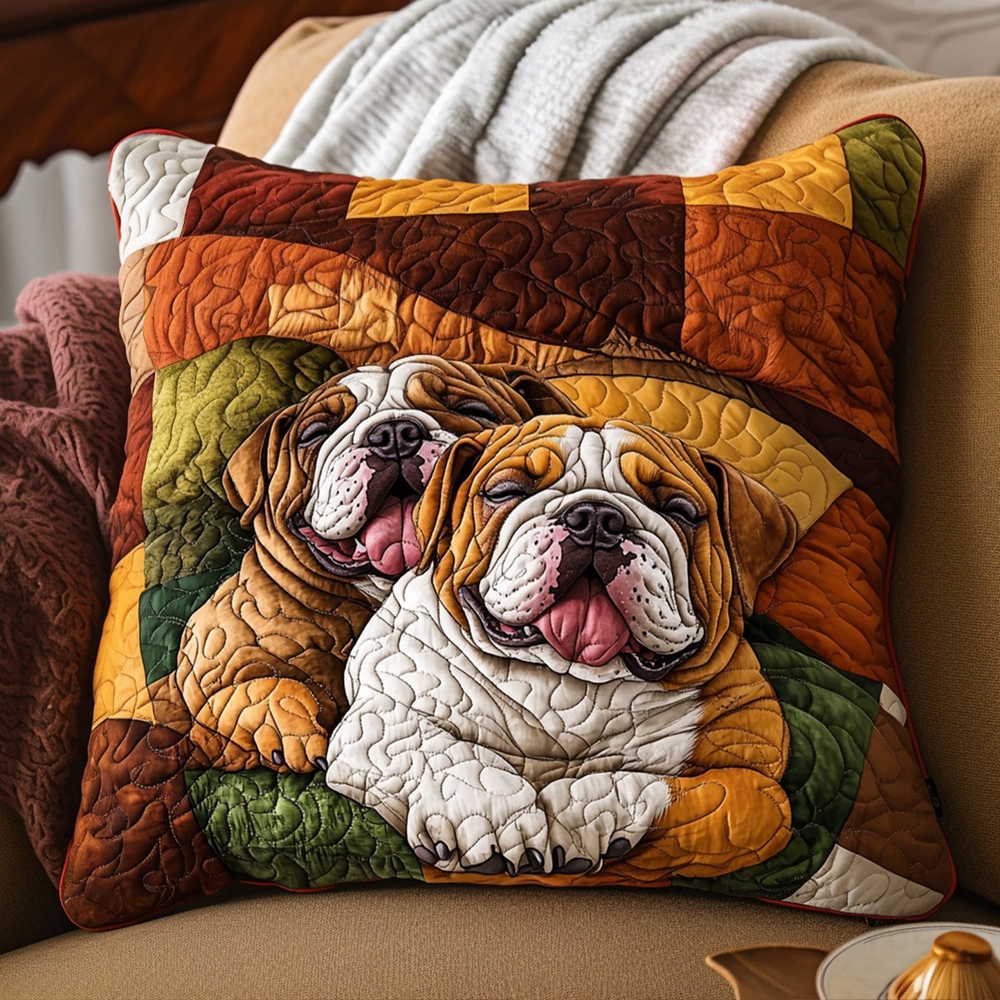 Bulldog Snooze Fest Quilted Pillow Case NCU0PTT520