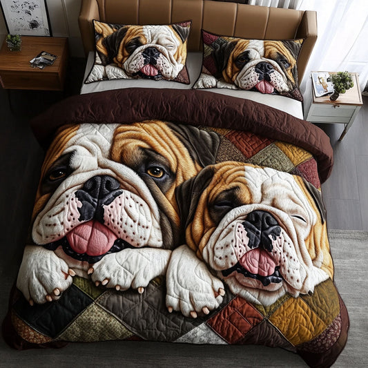 Bulldog Snuggle 3-Piece Quilted Bedding Set NCU0PTT434