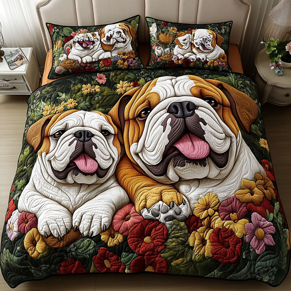 Bulldog Snuggles 3-Piece Quilted Bedding Set NCU0PTT534