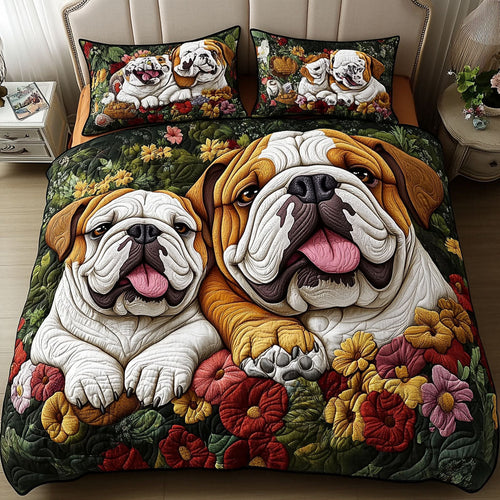 Bulldog Snuggles 3-Piece Quilted Bedding Set NCU0PTT534