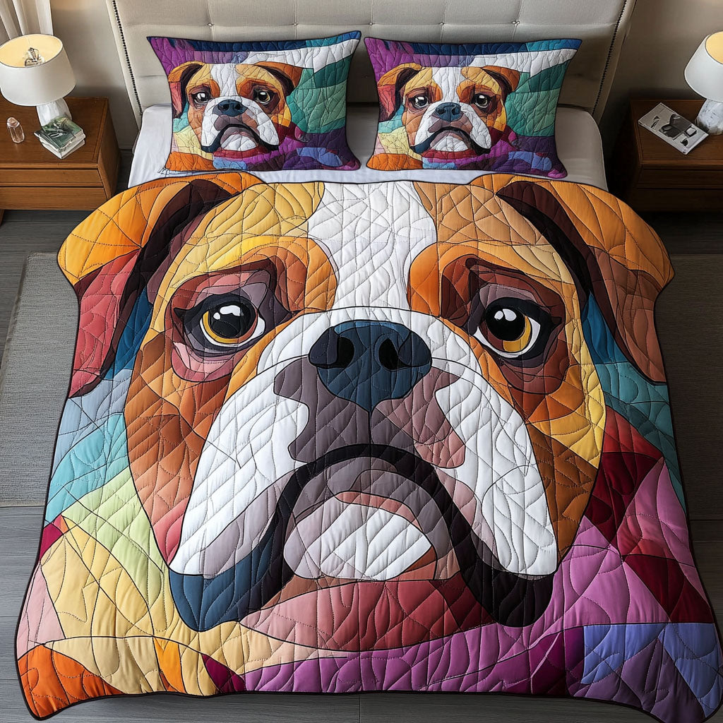 Bulldog Spirit 3-Piece Quilted Bedding Set NCU0PTT417