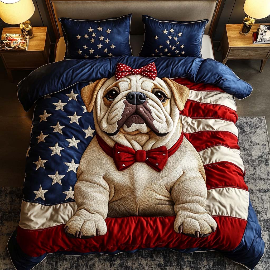 Bulldog for Freedom 3-Piece Quited Bedding Set NCU0NNT847