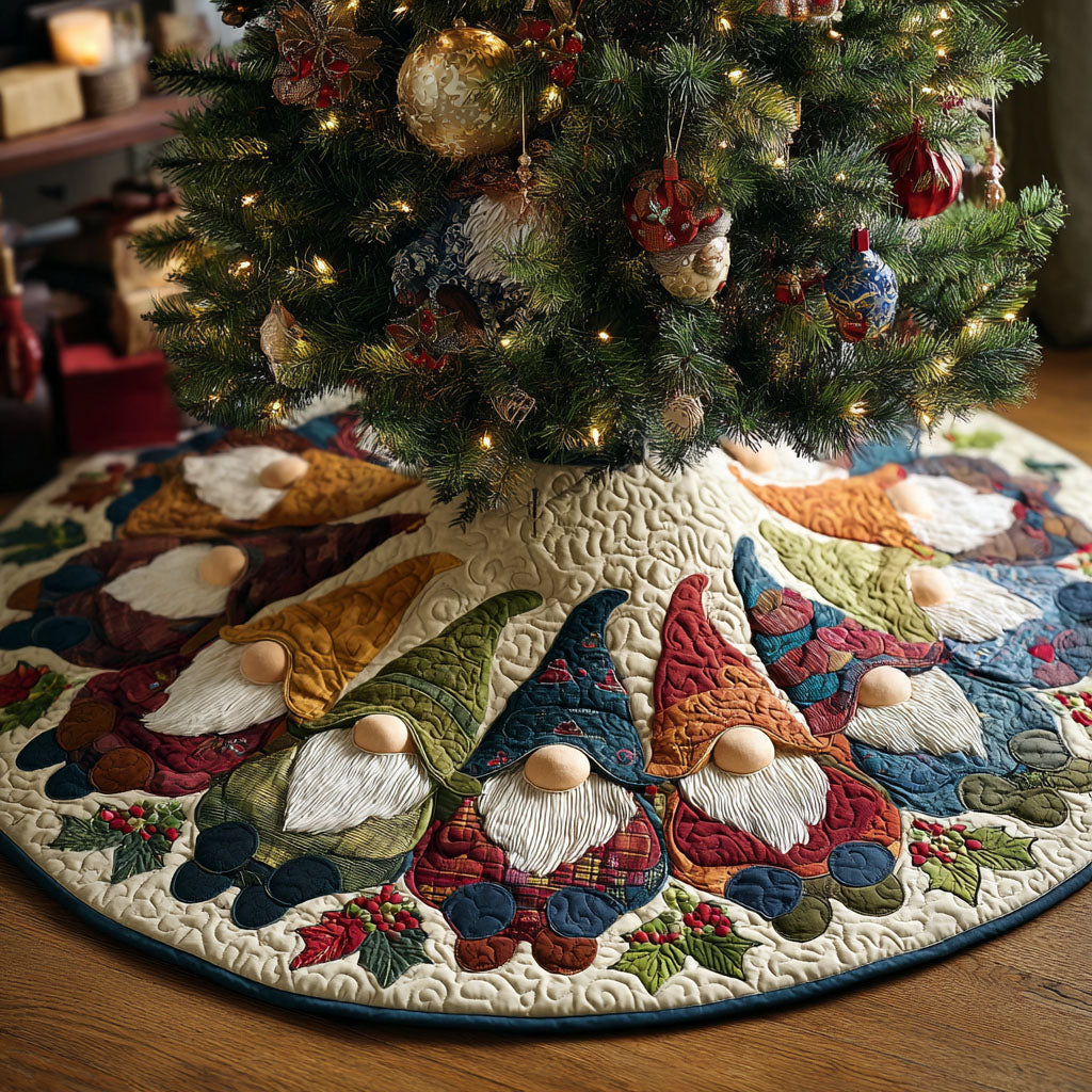 Bumble Buttons Christmas Quilted Tree Skirt NCU0PTT1611  Quiltnest