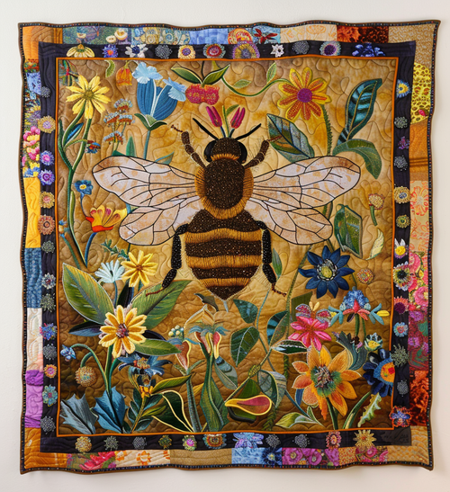 Bumblebee Garden Quilted Blanket NCU0NT007