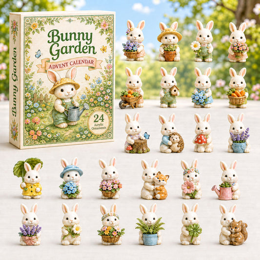CHRISTMAS KICKOFF 40% OFF - Bunny Garden Advent Calendar 2026 - 24-Day Festive Countdown, Acrylic Charms Blind Box - Gift For Bunny Lovers