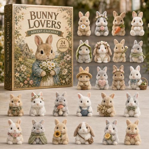 CHRISTMAS KICKOFF 40% OFF - Bunny Lovers Advent Calendar 2026 - 24-Day Festive Countdown, Acrylic Charms Blind Box - Gift For Farm Lovers AC0TM028