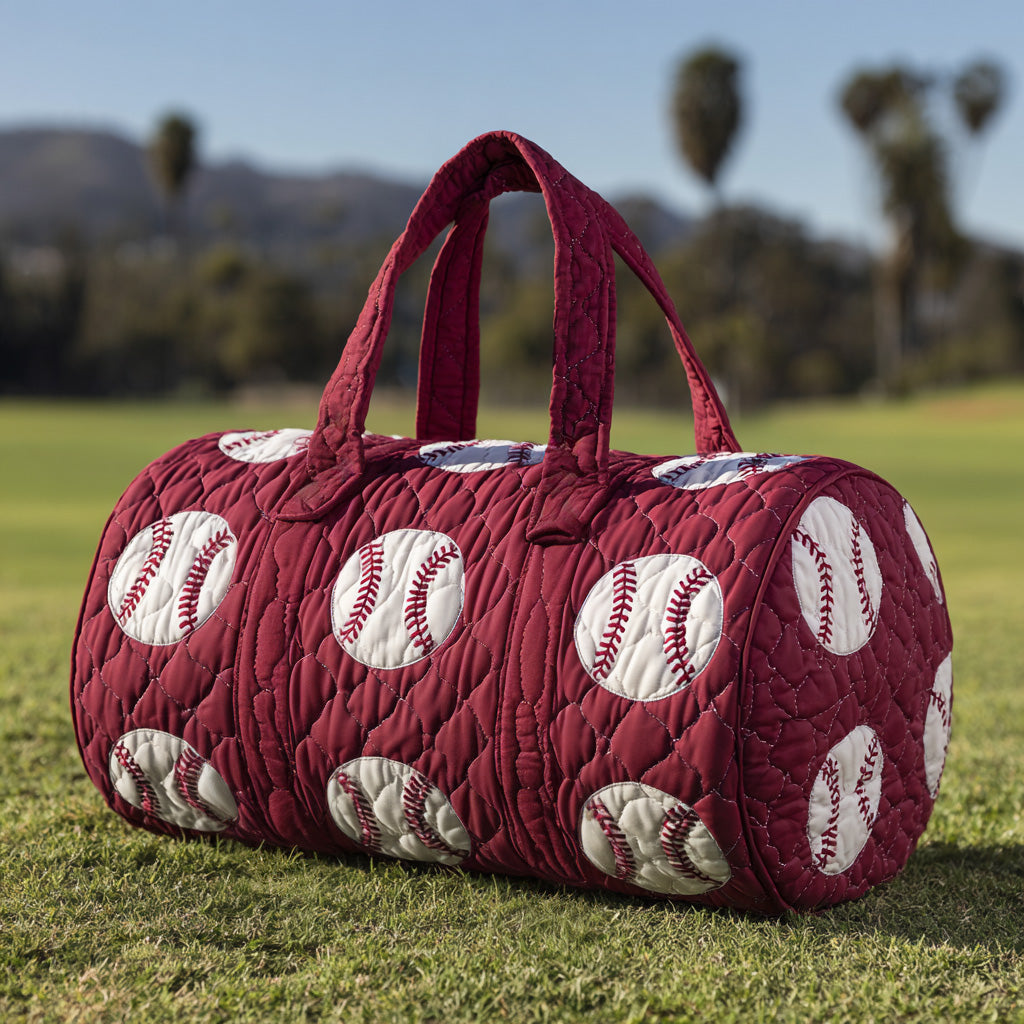 Burgundy League Quilted Duffle Bag NCU0LDH675