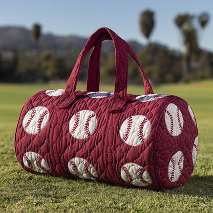 Burgundy League Quilted Duffle Bag NCU0LDH675