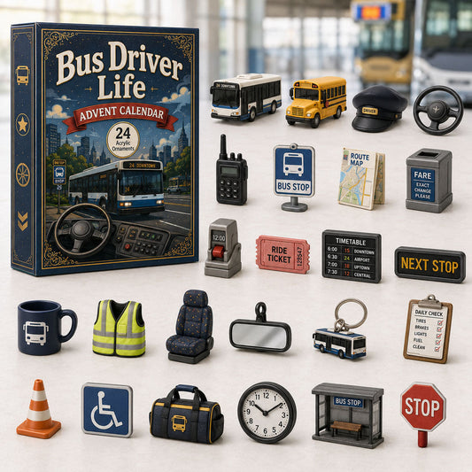 CHRISTMAS KICKOFF 40% OFF - Bus Driver Life Advent Calendar 2026 - 24-Day Festive Countdown, Acrylic Charms Blind Box - Gift For Job Lovers AC0HA226