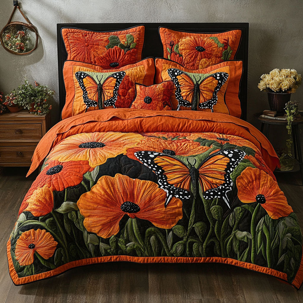 Butterfly Bloom 3-Piece Quilted Bedding Set NCU0DDK2317