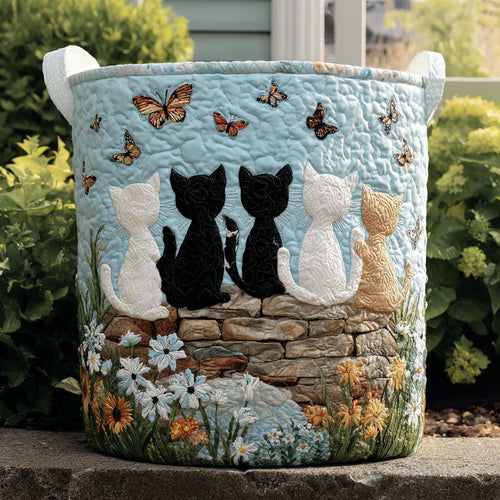 Butterfly Cats Quilted Laundry Basket NCU0PTT2475