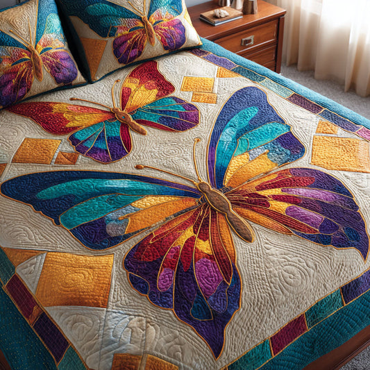 Butterfly Dream 3-Piece Quilted Bedding Set NCU0DDK2314