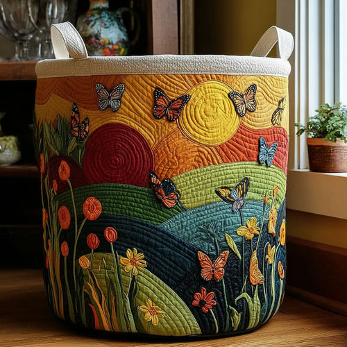 Butterfly Garden Quilted Laundry Basket NCU0PTT2587
