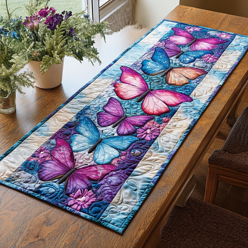 Butterfly Garden Quilted Table Runner NCU0DDK1426
