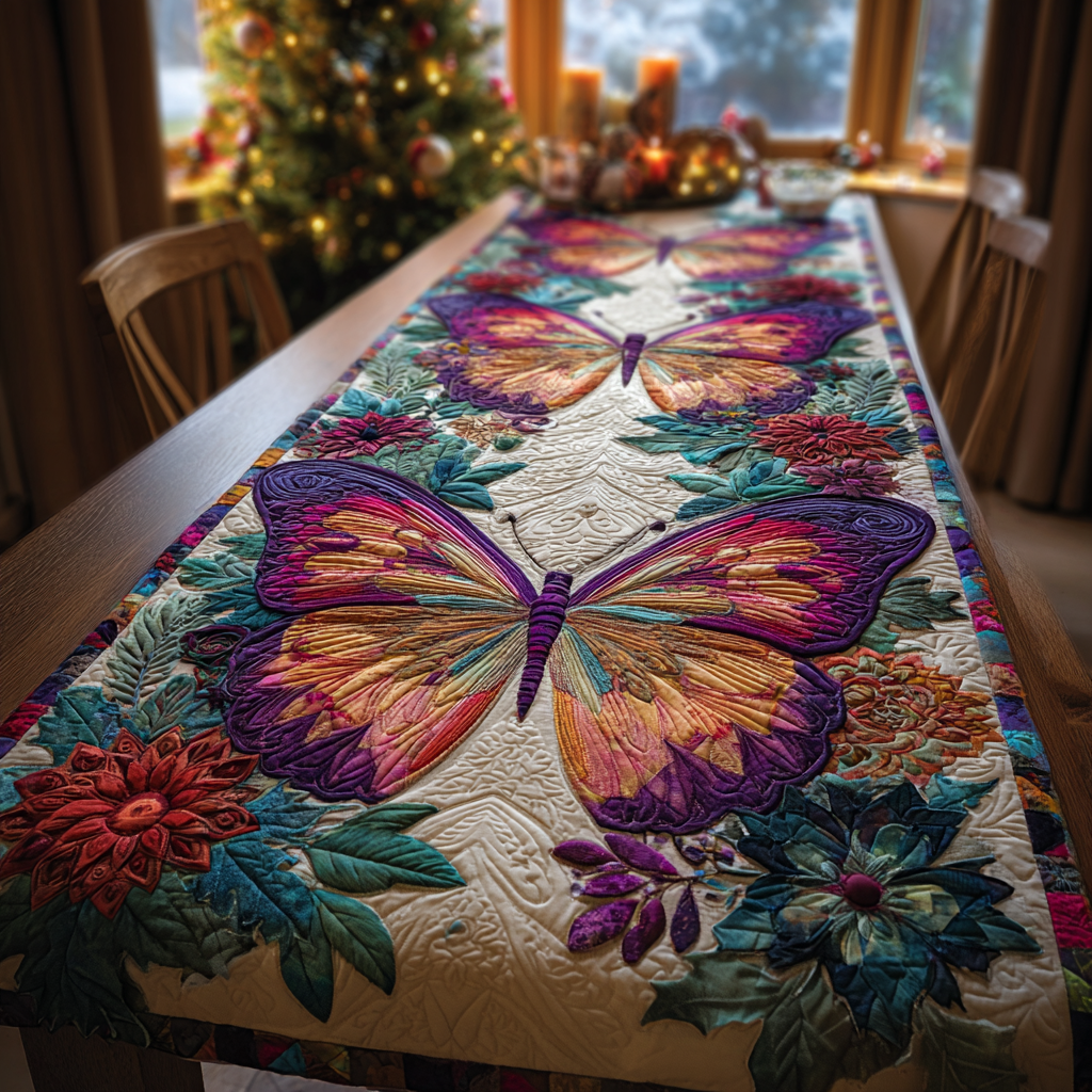 Butterfly Glow Quilted Table Runner NCU0DDK1593