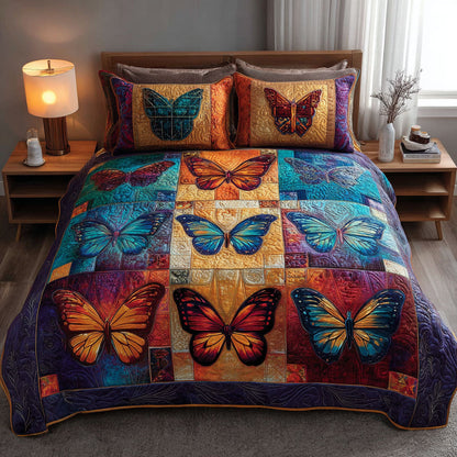 Butterfly Harmony 3-Piece Quilted Bedding Set NCU0DDK2315
