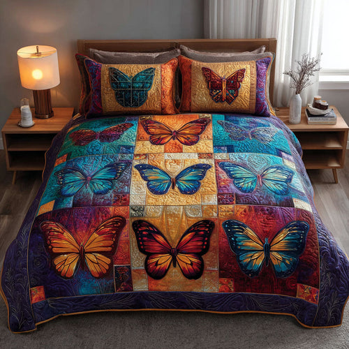 Butterfly Harmony 3-Piece Quilted Bedding Set NCU0DDK2315