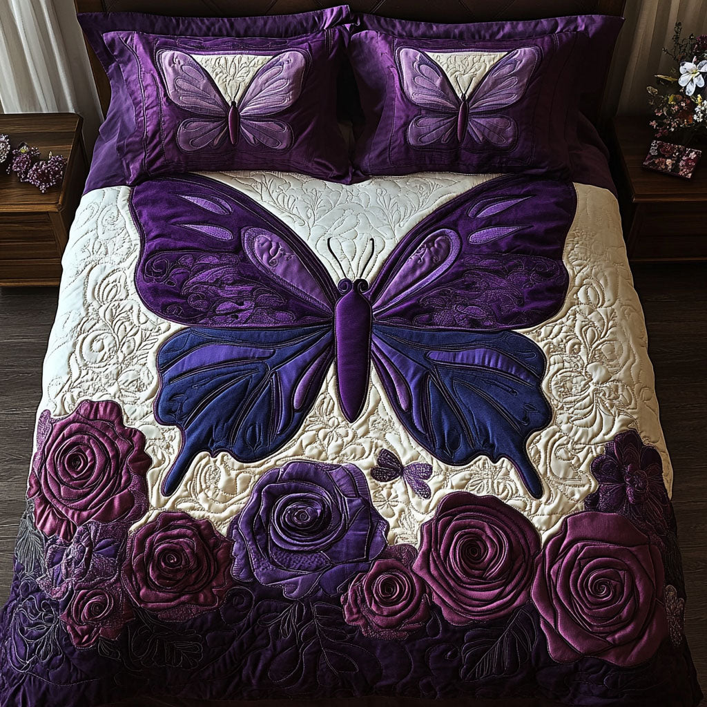 Butterfly Meadow 3-Piece Quilted Bedding Set NCU0DDK2316