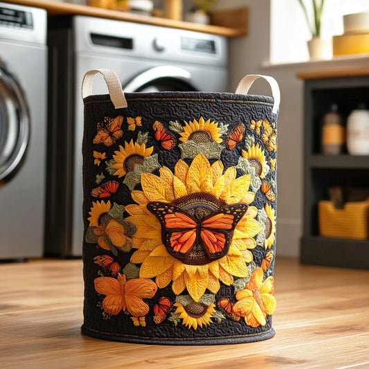 Butterfly Sunflower Dance Quilted Laundry Basket NCU0NTD439