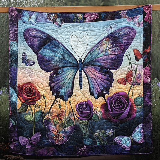 Butterfly Sunset Meadow Quilted Blanket NCU0PVL037