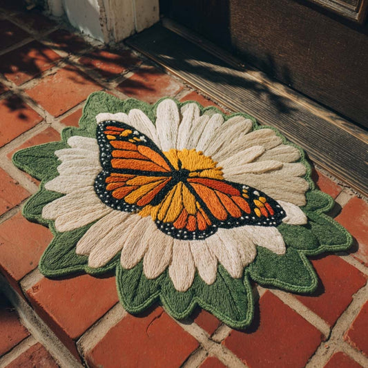 Butterfly Wild Daisy Custom Shape Doormat NCU0HNH1001
