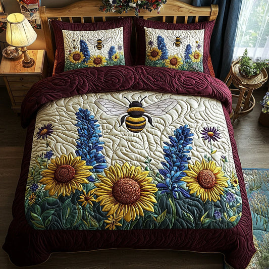 Buzzed in Gold 3-Piece Quilted Bedding Set NCU0DV555