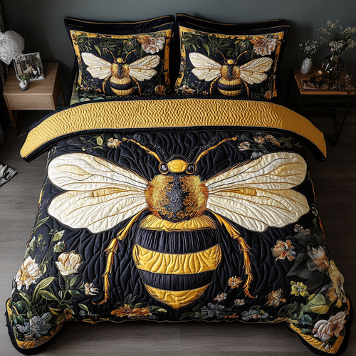 Buzzing Bliss 3-Piece Quilted Bedding Set NCU0DDK047