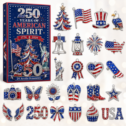 🎉 CHRISTMAS KICKOFF 40% OFF ❤️ - America 250th Icons Advent Calendar 2026 - 24-Day Festive Countdown, Acrylic Charms Blind Box - Gift For Family & Friends