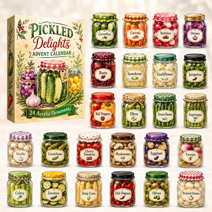 🫙 CHRISTMAS KICKOFF 40% OFF 🥒 - Garden Pickles Advent Calendar 2026 - 24-Day Festive Countdown, Acrylic Charms Blind Box - Gift For Gardening Lovers