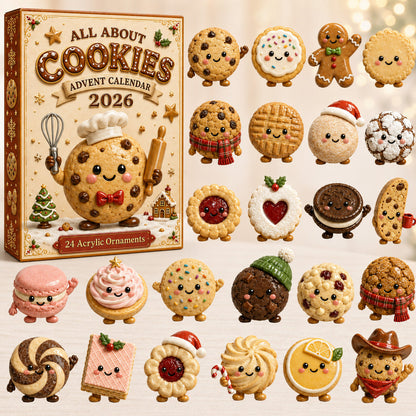CHRISTMAS KICKOFF 40% OFF - All About Cookies Advent Calendar 2026 - 24-Day Festive Countdown, Acrylic Charms Blind Box - Gift For Baking Lovers AC0HT443